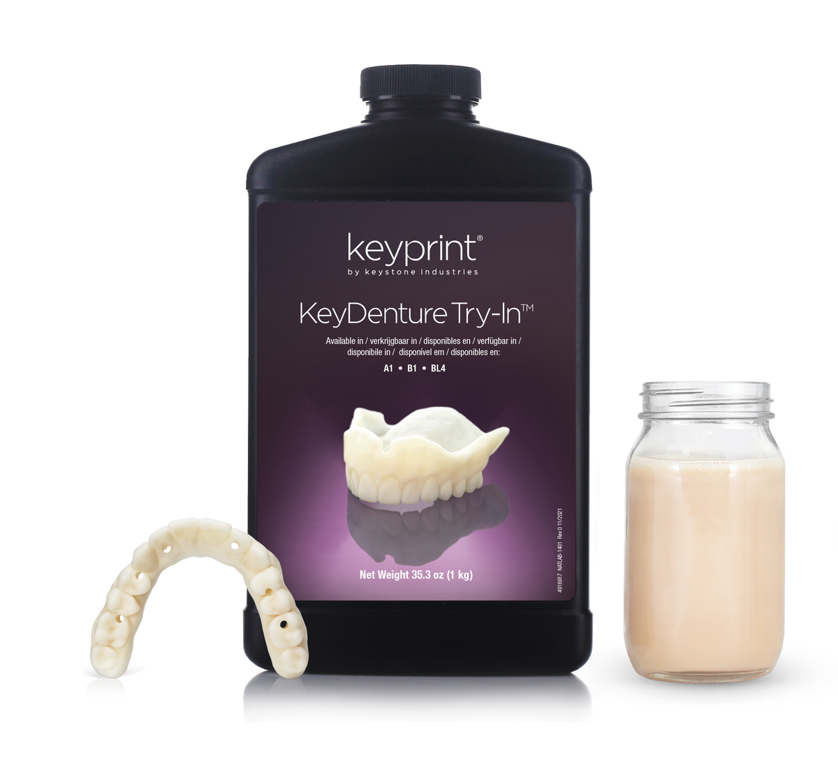 Resina dental Keystone KeyDenture Try In da linha KeyPrint