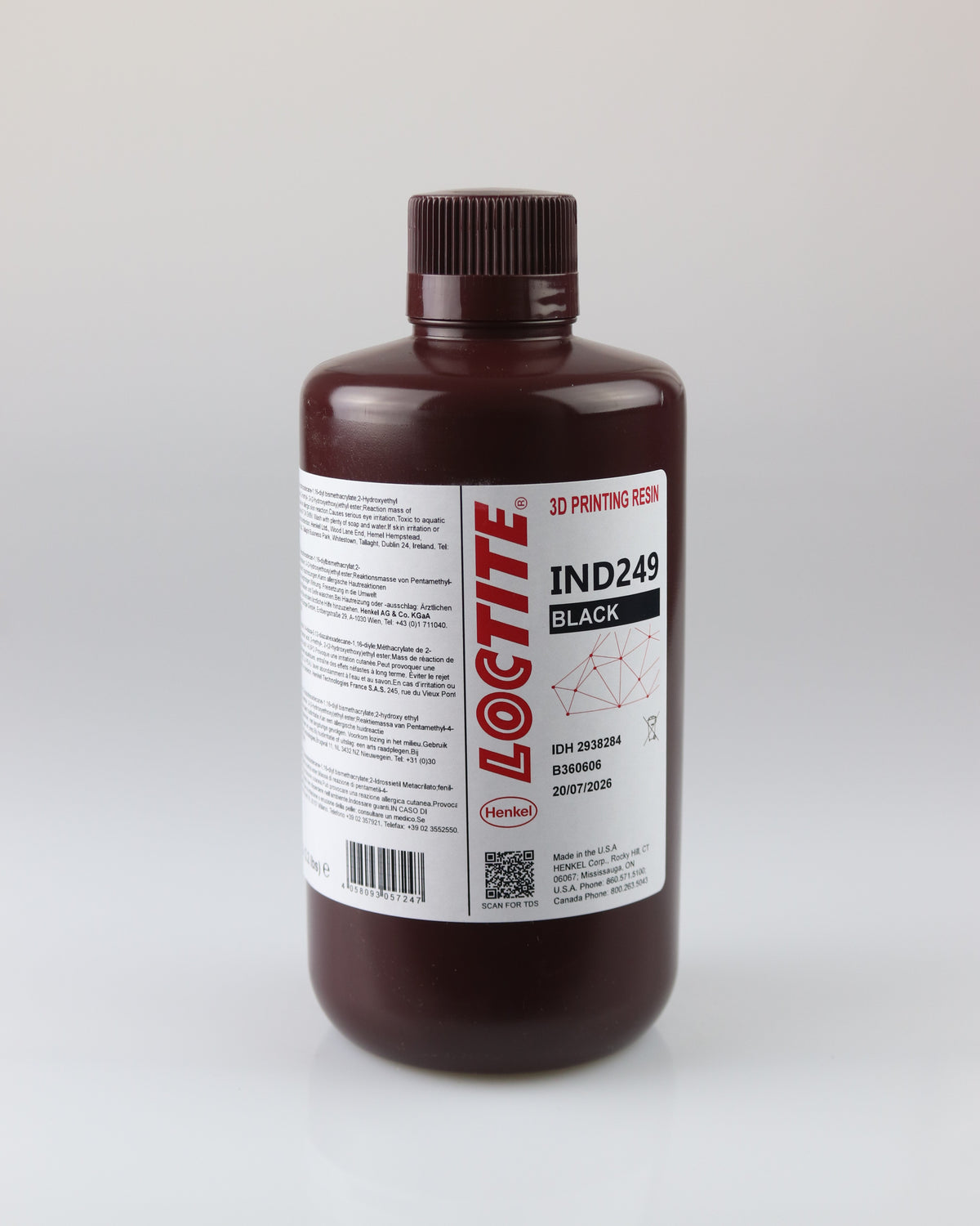 Resina Loctite 3D - IND249 - Preço do kg — frasco Preto